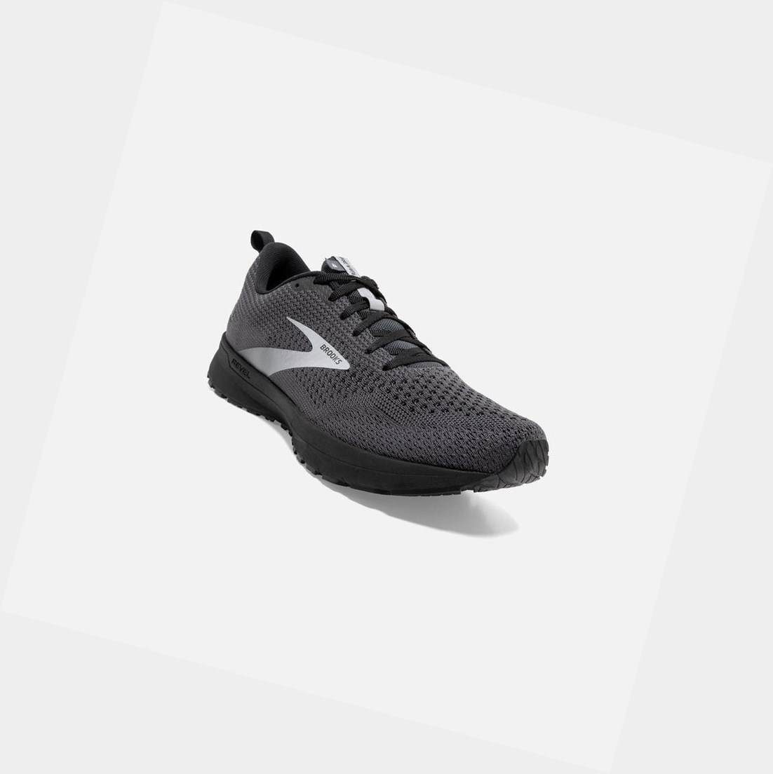 Scarpe Running Strada Uomo Brooks Revel 4 Nere Grigie | KONLCB-109
