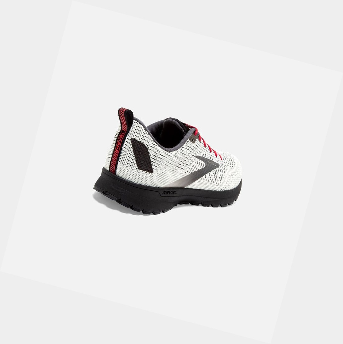 Scarpe Running Strada Uomo Brooks Revel 4 Bianche Nere Rosse | LWPUDV-032