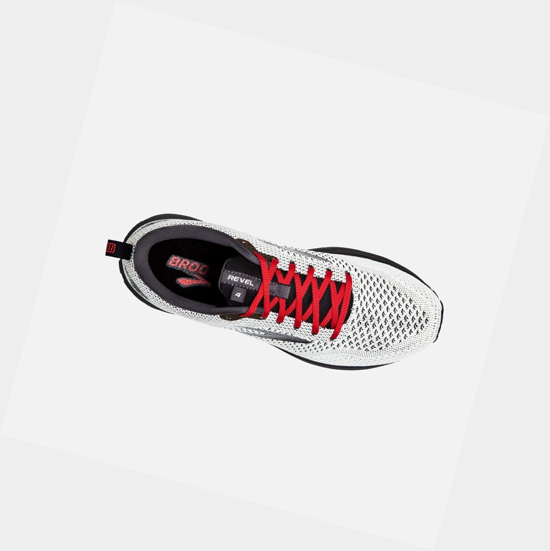 Scarpe Running Strada Uomo Brooks Revel 4 Bianche Nere Rosse | LWPUDV-032