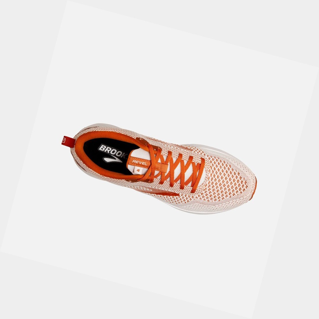 Scarpe Running Strada Uomo Brooks Revel 4 Bianche Arancioni | ZRIAMD-742