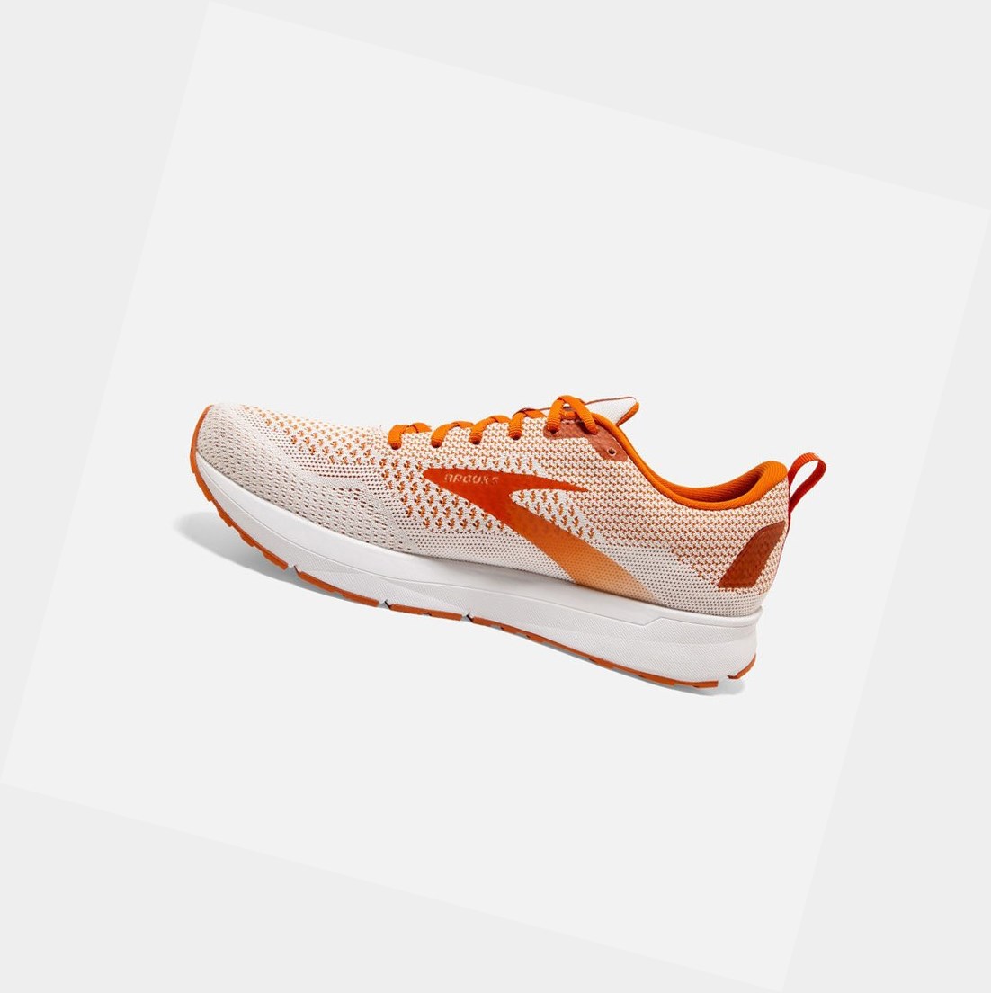 Scarpe Running Strada Uomo Brooks Revel 4 Bianche Arancioni | ZRIAMD-742