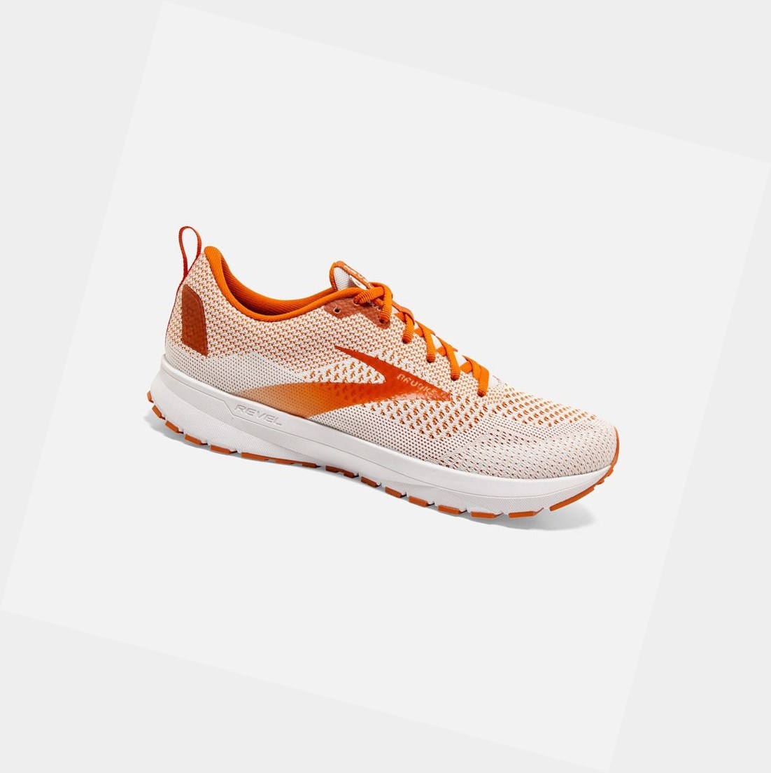 Scarpe Running Strada Uomo Brooks Revel 4 Bianche Arancioni | ZRIAMD-742