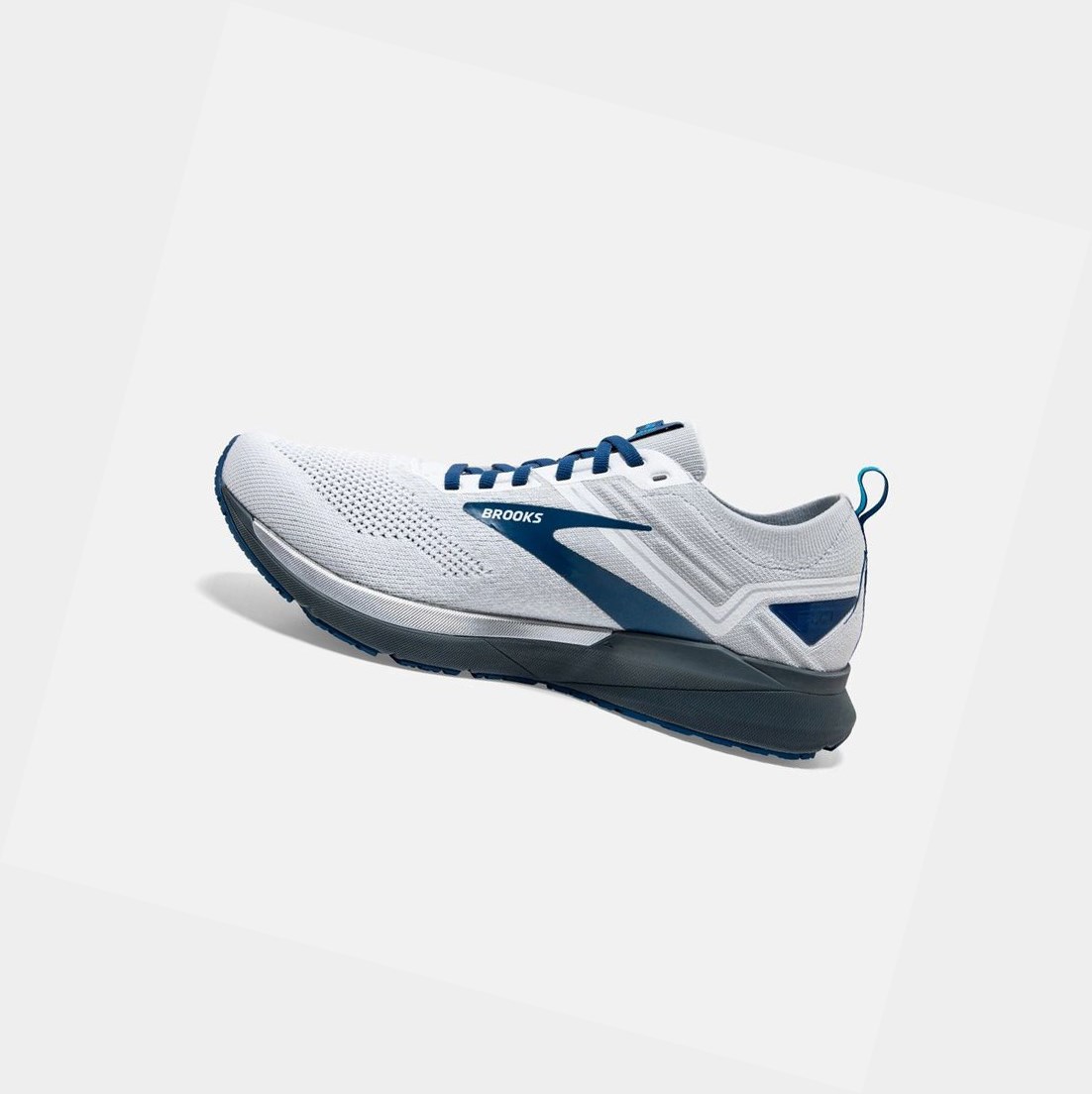 Scarpe Running Strada Uomo Brooks Ricochet 3 Bianche Grigie Blu | CLHYGB-751