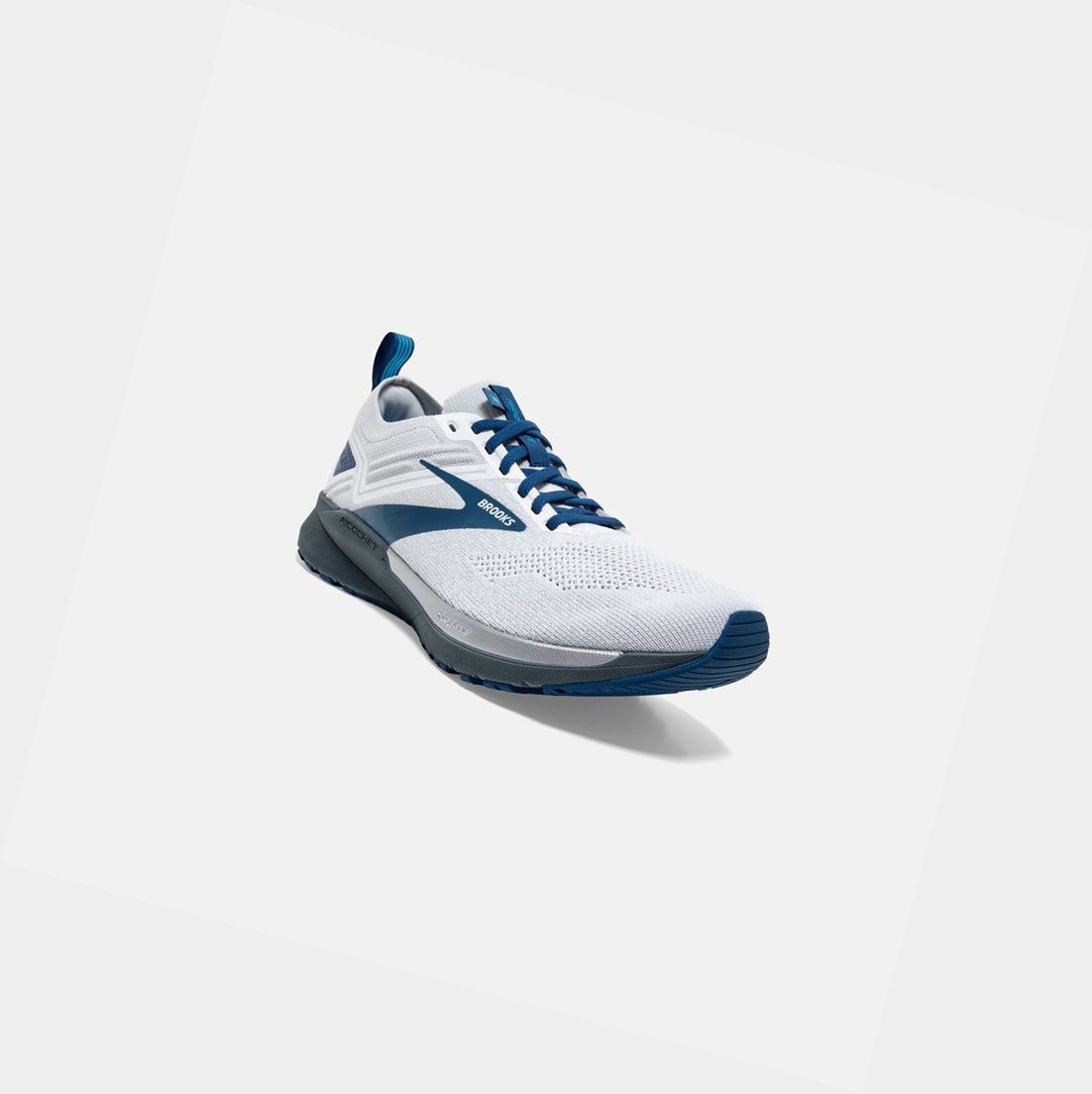 Scarpe Running Strada Uomo Brooks Ricochet 3 Bianche Grigie Blu | CLHYGB-751
