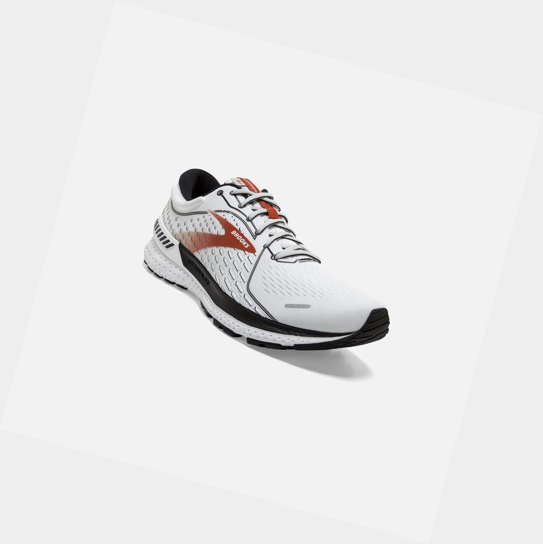 Scarpe da Passeggio Uomo Brooks Adrenaline GTS 21 Bianche Nere Arancioni | OHPUAT-876
