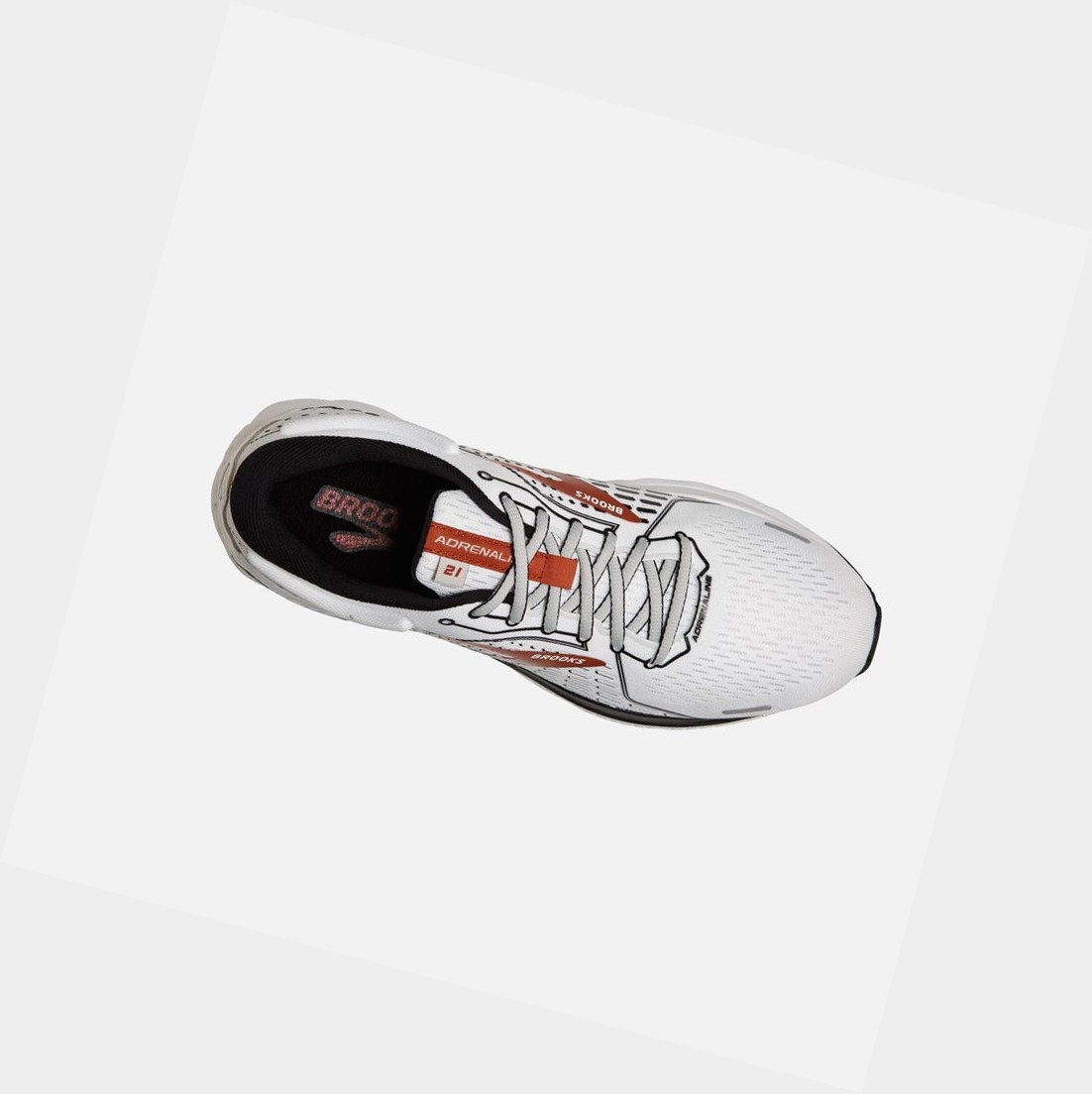 Scarpe da Passeggio Uomo Brooks Adrenaline GTS 21 Bianche Nere Arancioni | OHPUAT-876