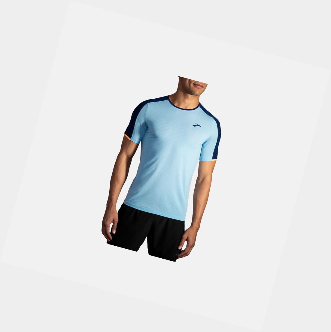 Top Uomo Brooks Atmosphere Sleeve Blu Marino Arancioni | DRYNQF-015