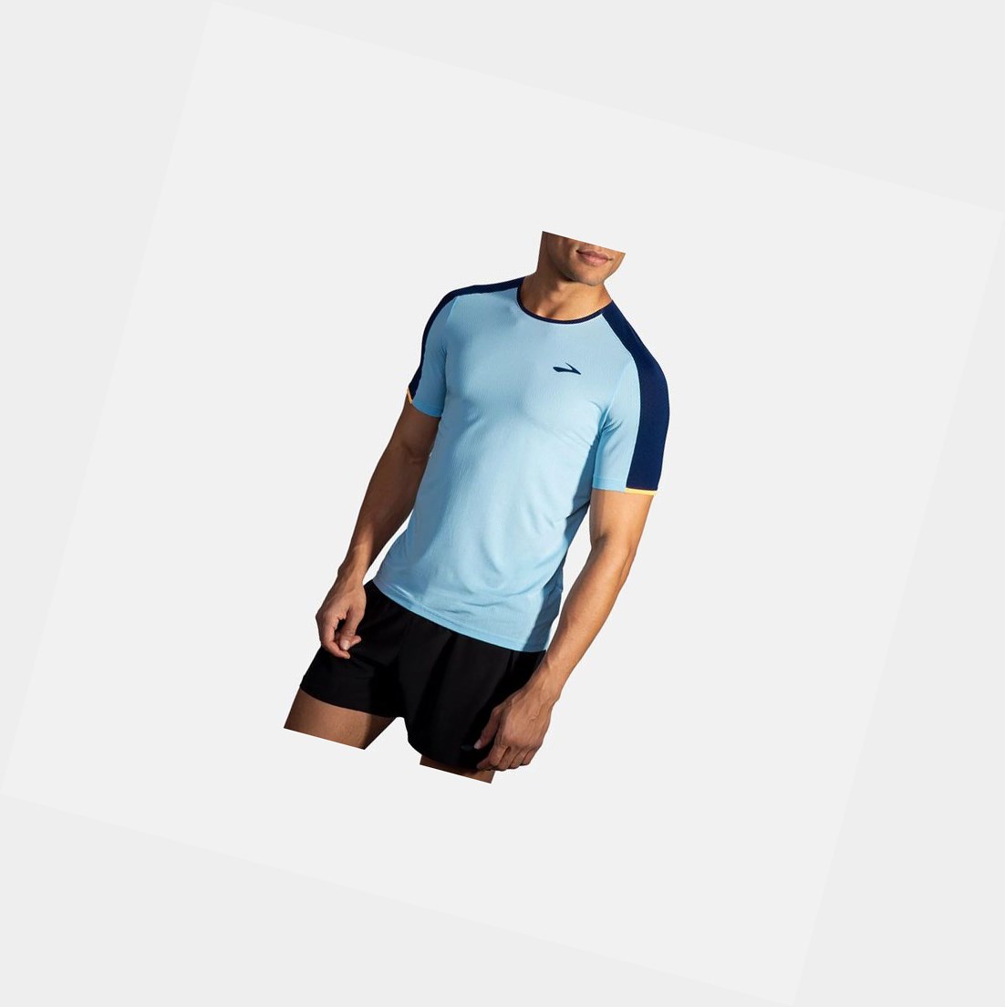 Top Uomo Brooks Atmosphere Sleeve Blu Marino Arancioni | DRYNQF-015