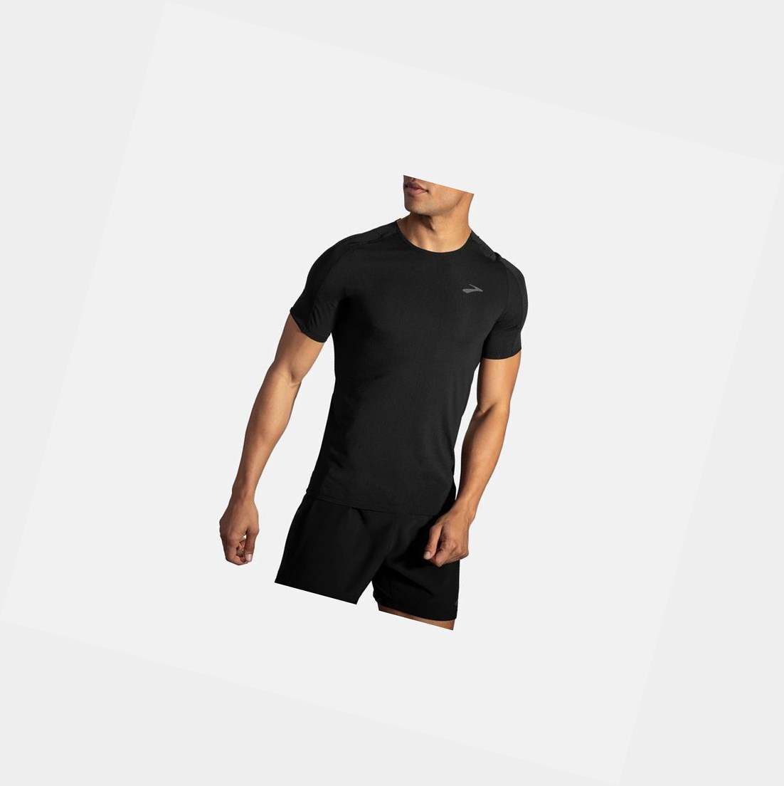Top Uomo Brooks Atmosphere Sleeve Nere | NVDZAT-372