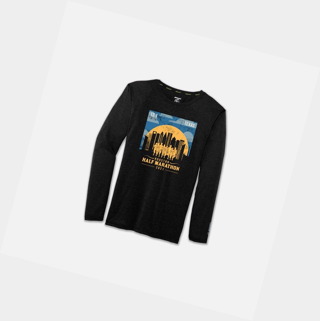 Top Uomo Brooks Distance Grafica Long Sleeve Nere | FCROTW-254
