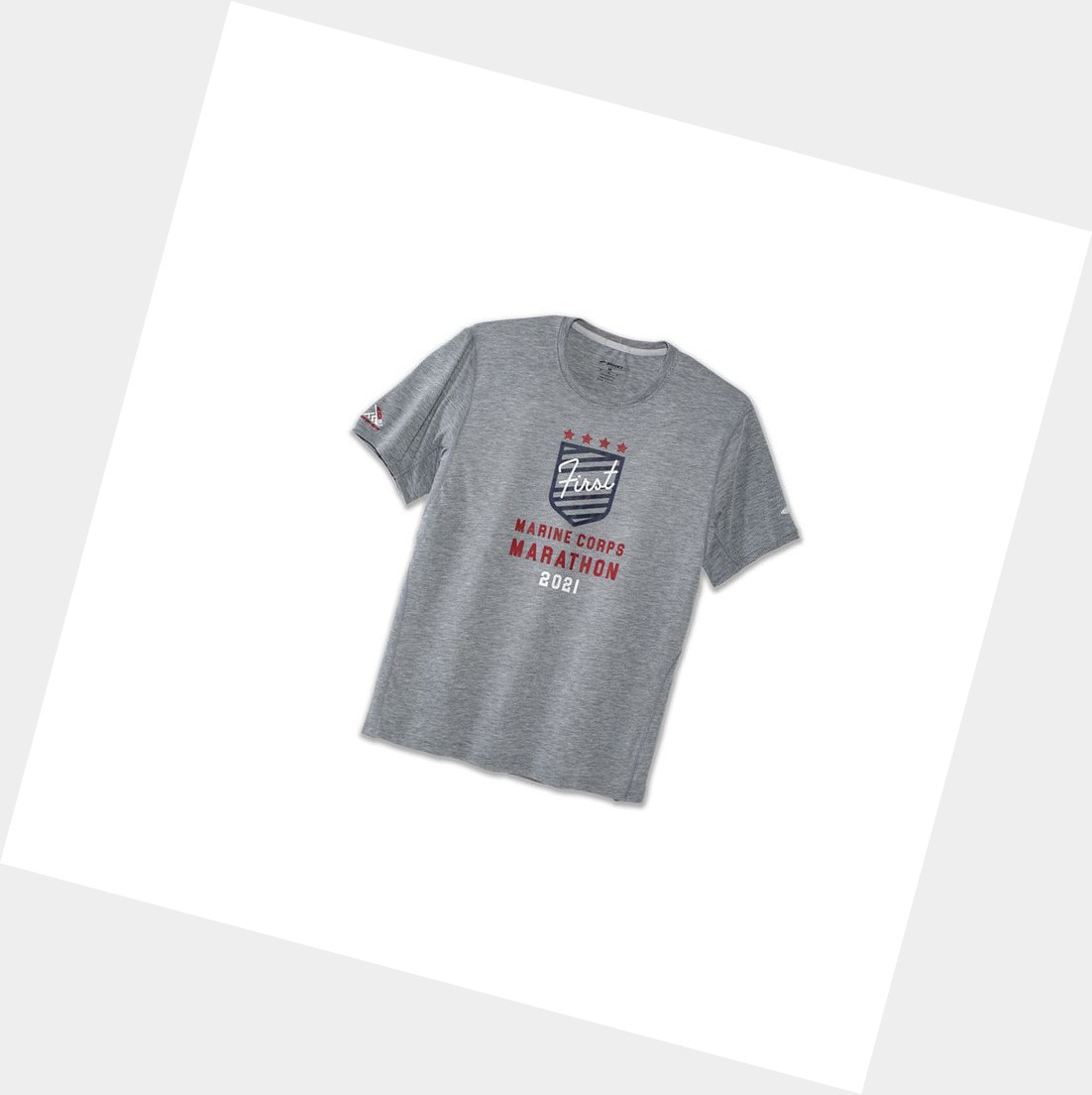 Top Uomo Brooks Distance Grafica Sleeve Heather Ash / 1st MCM | QXICAO-762