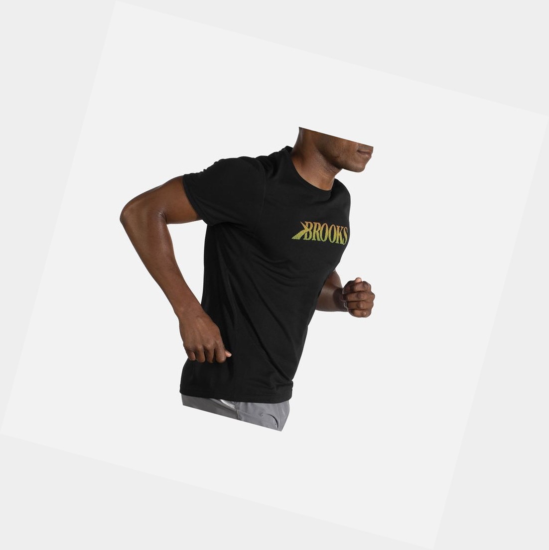 Top Uomo Brooks Distance Grafica Sleeve Nere | XDUPAG-843
