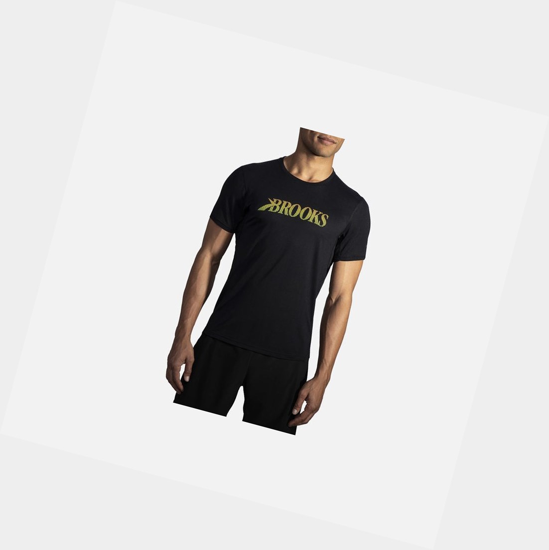 Top Uomo Brooks Distance Grafica Sleeve Nere | XDUPAG-843