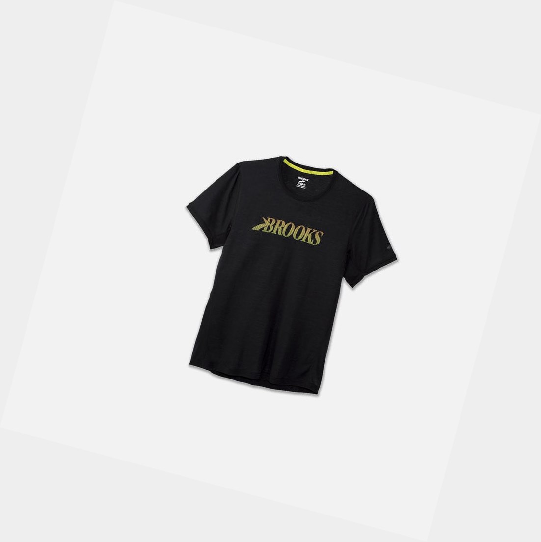 Top Uomo Brooks Distance Grafica Sleeve Nere | XDUPAG-843