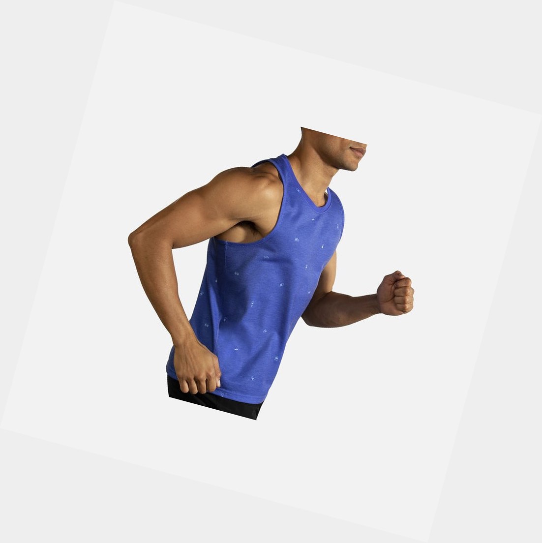 Top Uomo Brooks Distance Grafica Tank Blu | TJHSMI-035
