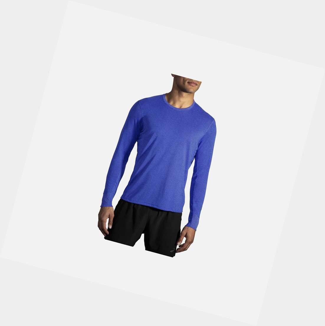 Top Uomo Brooks Distance Long Sleeve Blu | RFEWGI-934