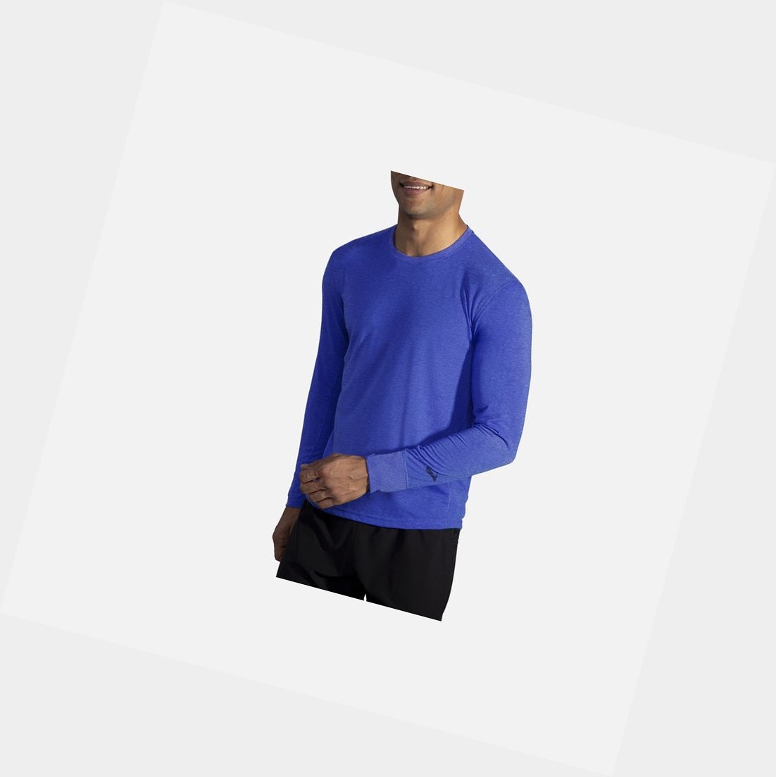 Top Uomo Brooks Distance Long Sleeve Blu | RFEWGI-934
