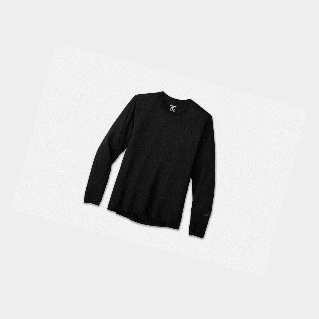 Top Uomo Brooks Distance Long Sleeve Nere | POYETB-970