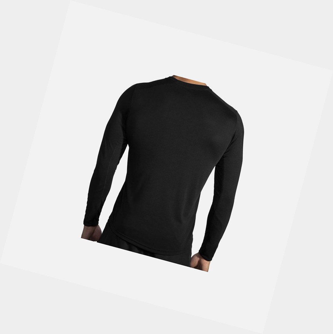 Top Uomo Brooks Distance Long Sleeve Nere | POYETB-970