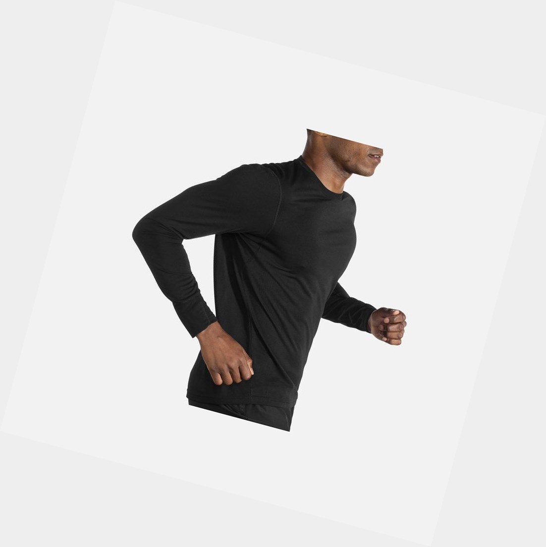Top Uomo Brooks Distance Long Sleeve Nere | POYETB-970