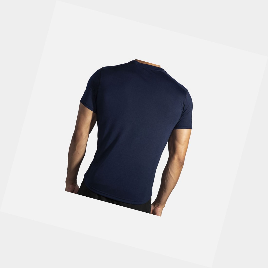 Top Uomo Brooks Distance Sleeve Blu Marino | KAHOQP-836