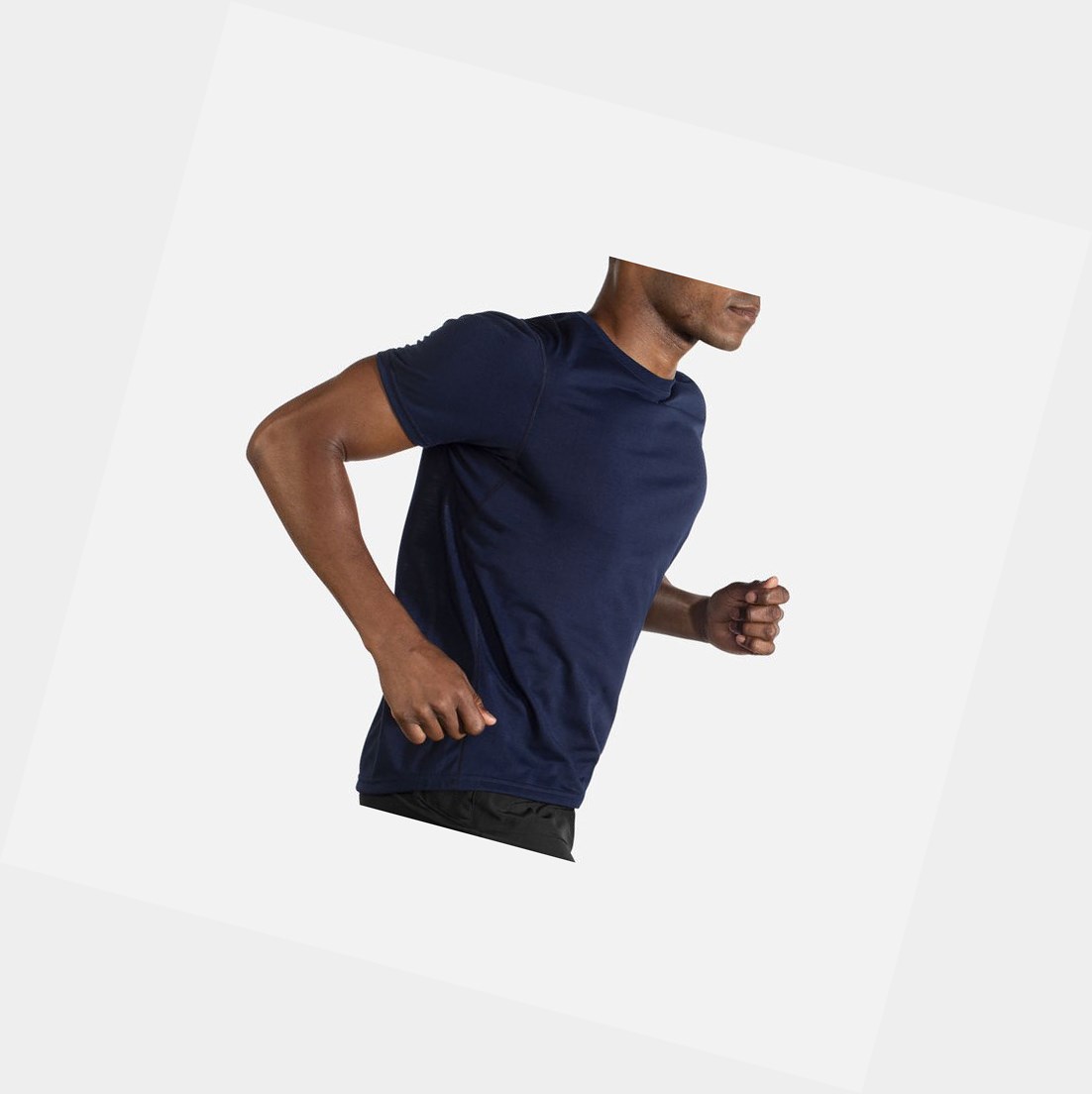 Top Uomo Brooks Distance Sleeve Blu Marino | KAHOQP-836
