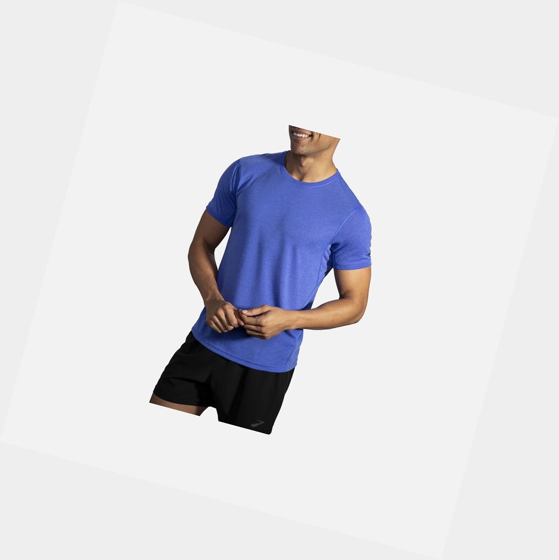 Top Uomo Brooks Distance Sleeve Blu | TFQUAL-520