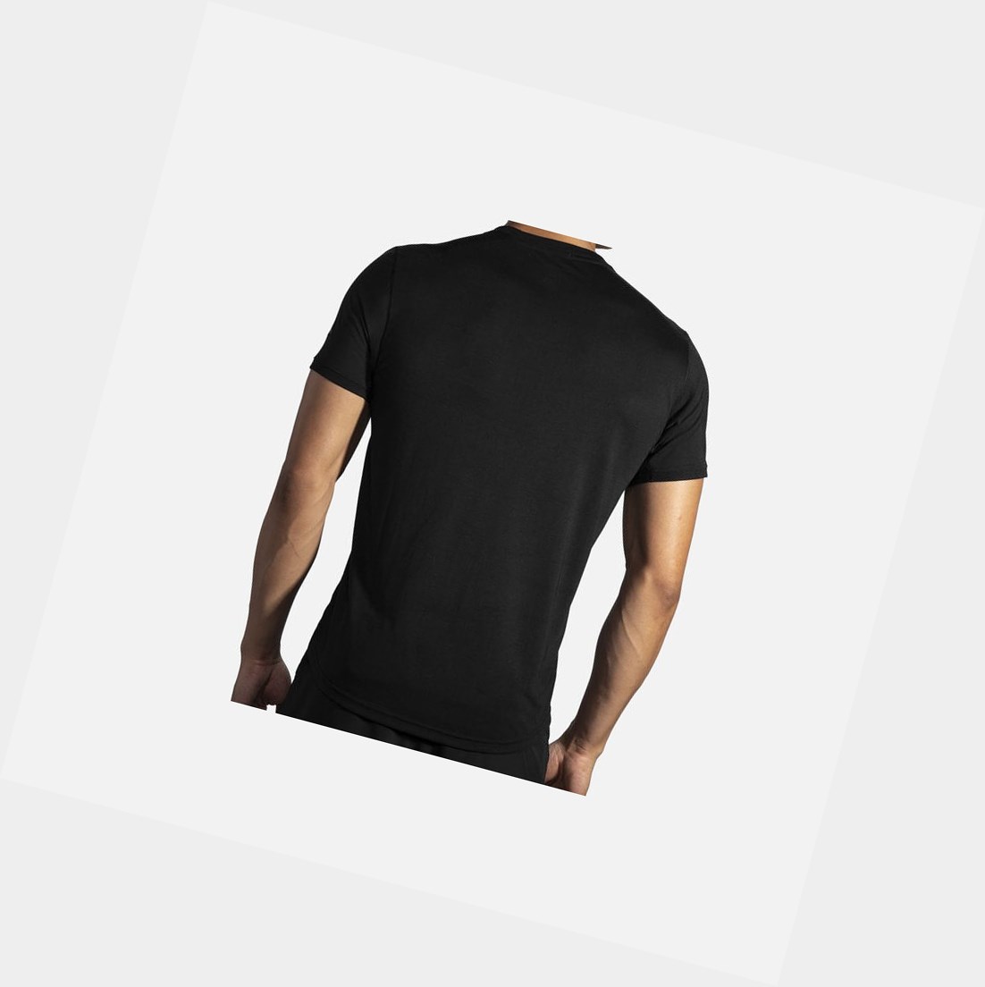 Top Uomo Brooks Distance Sleeve Nere | PQKUVJ-167