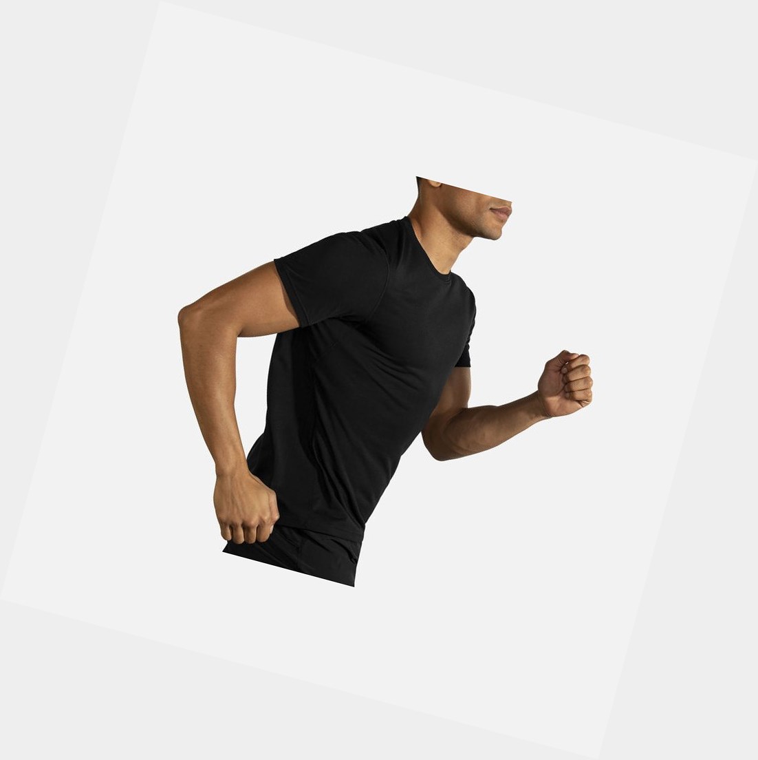 Top Uomo Brooks Distance Sleeve Nere | PQKUVJ-167