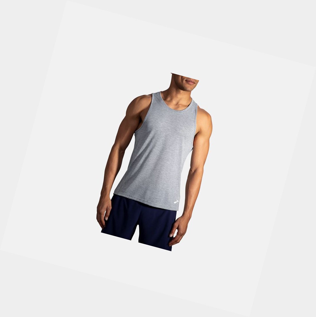 Top Uomo Brooks Distance Tank Heather Ash | APRVYX-592