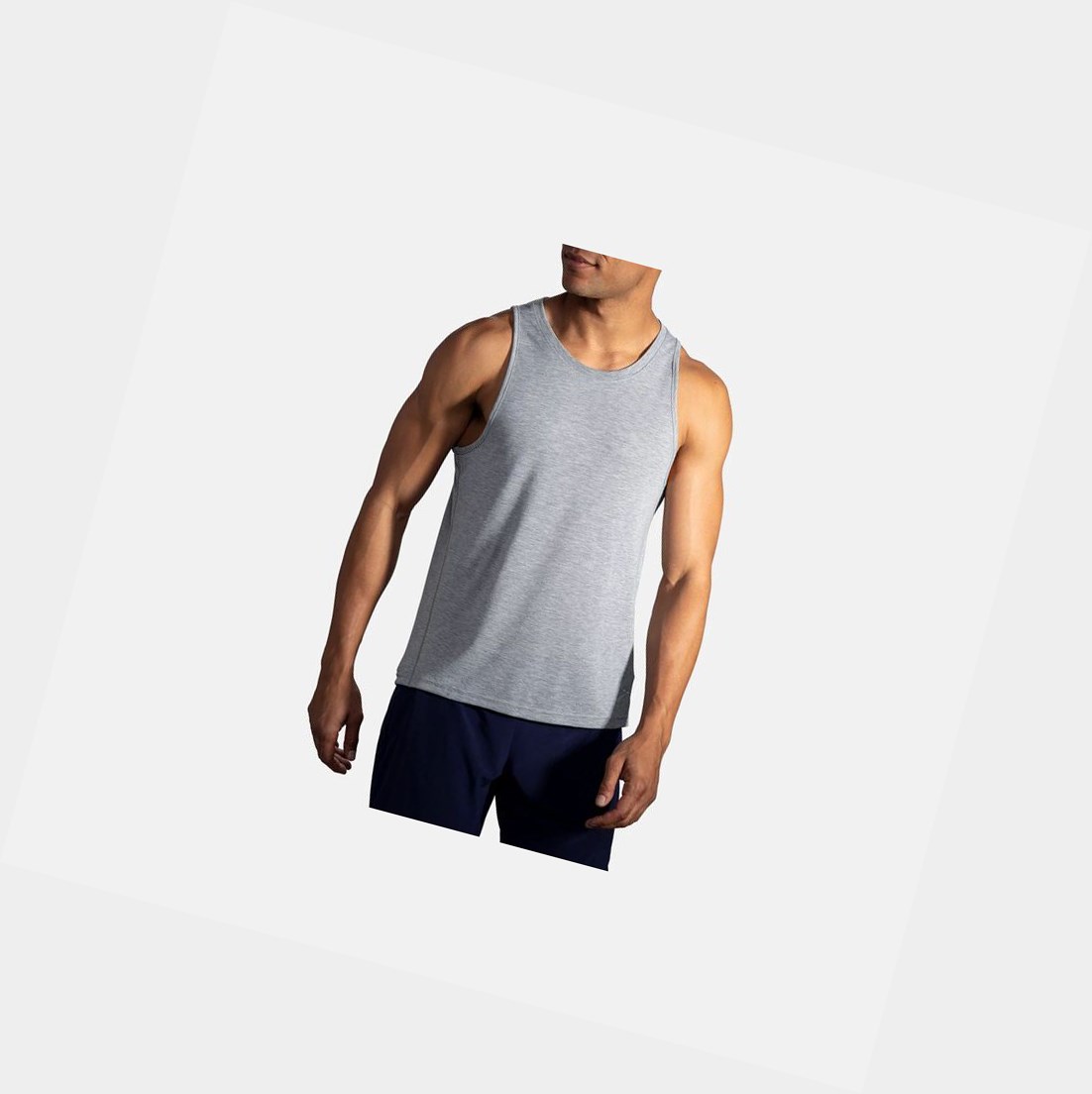 Top Uomo Brooks Distance Tank Heather Ash | APRVYX-592