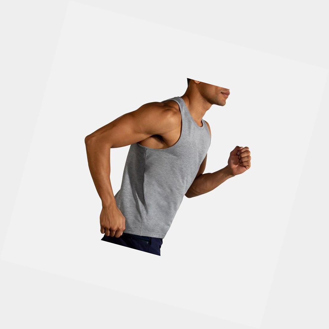 Top Uomo Brooks Distance Tank Heather Ash | APRVYX-592