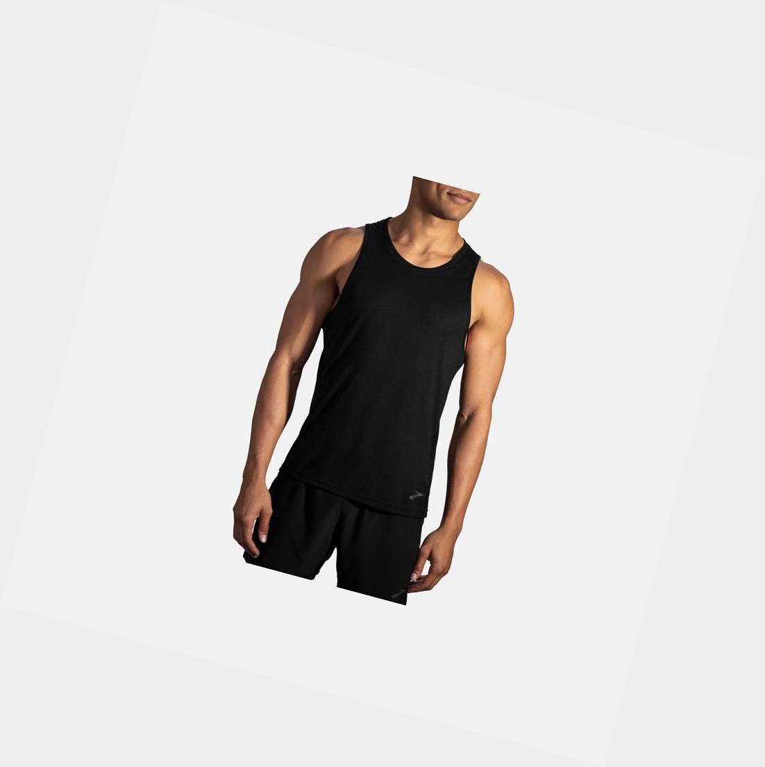 Top Uomo Brooks Distance Tank Nere | GQXSCH-570