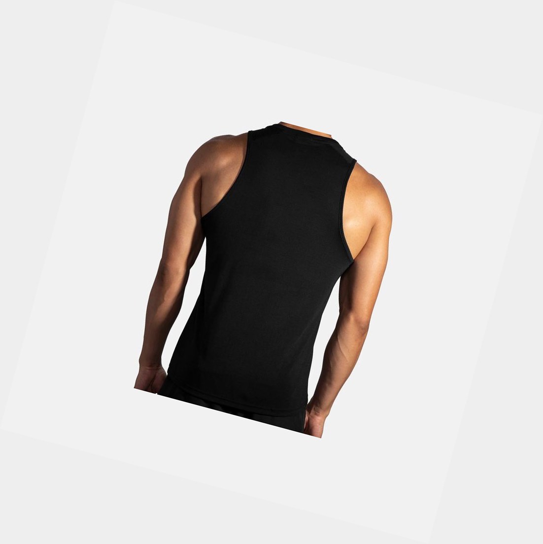 Top Uomo Brooks Distance Tank Nere | GQXSCH-570