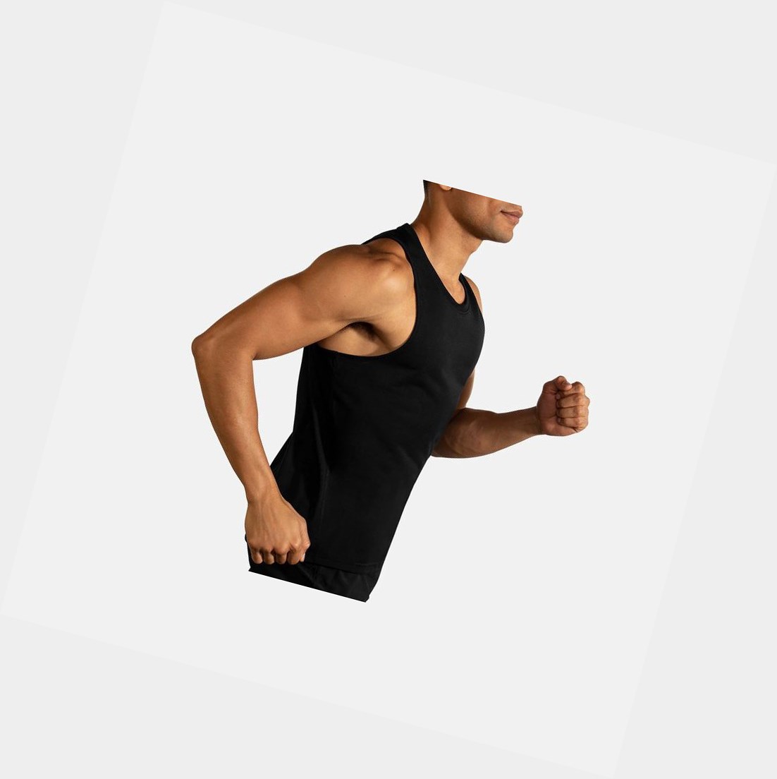 Top Uomo Brooks Distance Tank Nere | GQXSCH-570