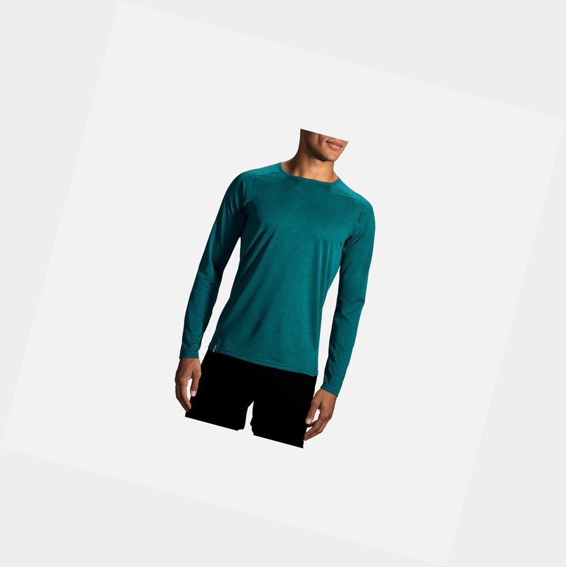 Top Uomo Brooks Ghost Long Sleeve Heather Spruce | AVFLNE-967
