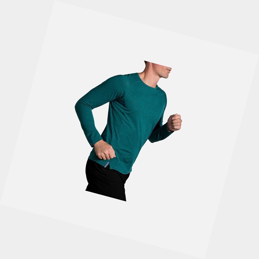 Top Uomo Brooks Ghost Long Sleeve Heather Spruce | AVFLNE-967