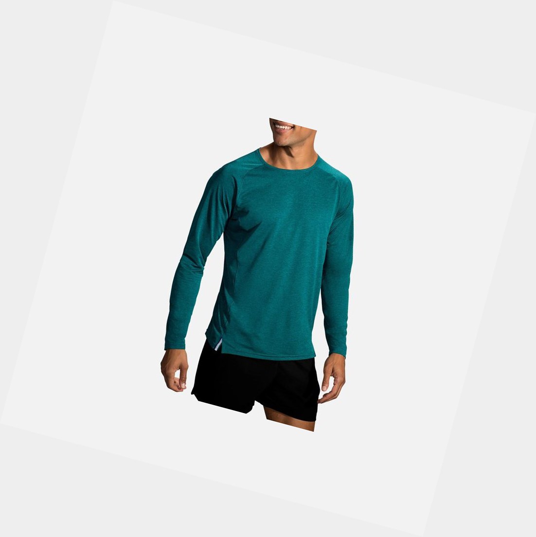 Top Uomo Brooks Ghost Long Sleeve Heather Spruce | AVFLNE-967