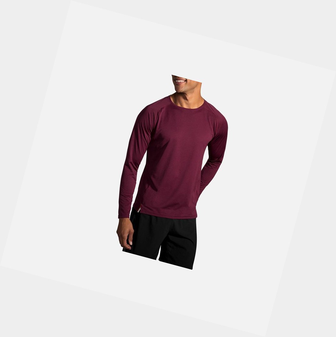 Top Uomo Brooks Ghost Long Sleeve Heather Merlot | NXUHYG-936
