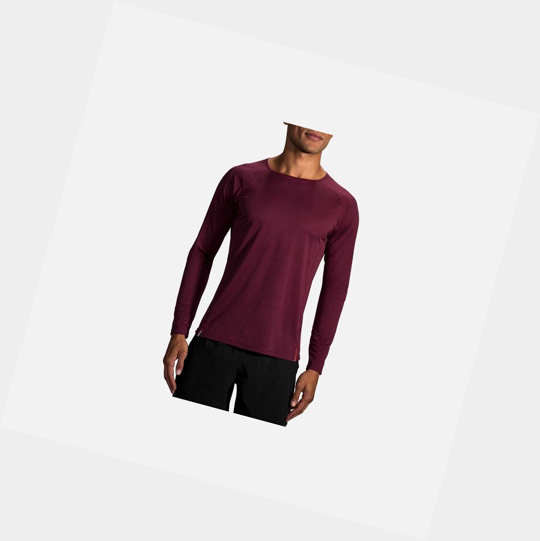 Top Uomo Brooks Ghost Long Sleeve Heather Merlot | NXUHYG-936
