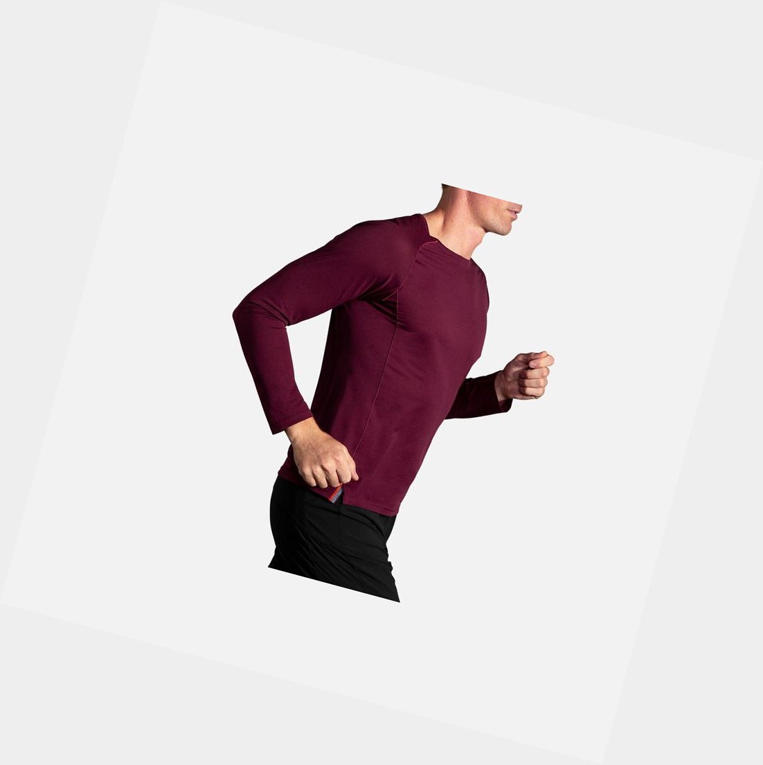Top Uomo Brooks Ghost Long Sleeve Heather Merlot | NXUHYG-936