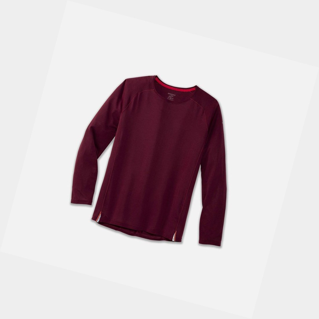 Top Uomo Brooks Ghost Long Sleeve Heather Merlot | NXUHYG-936
