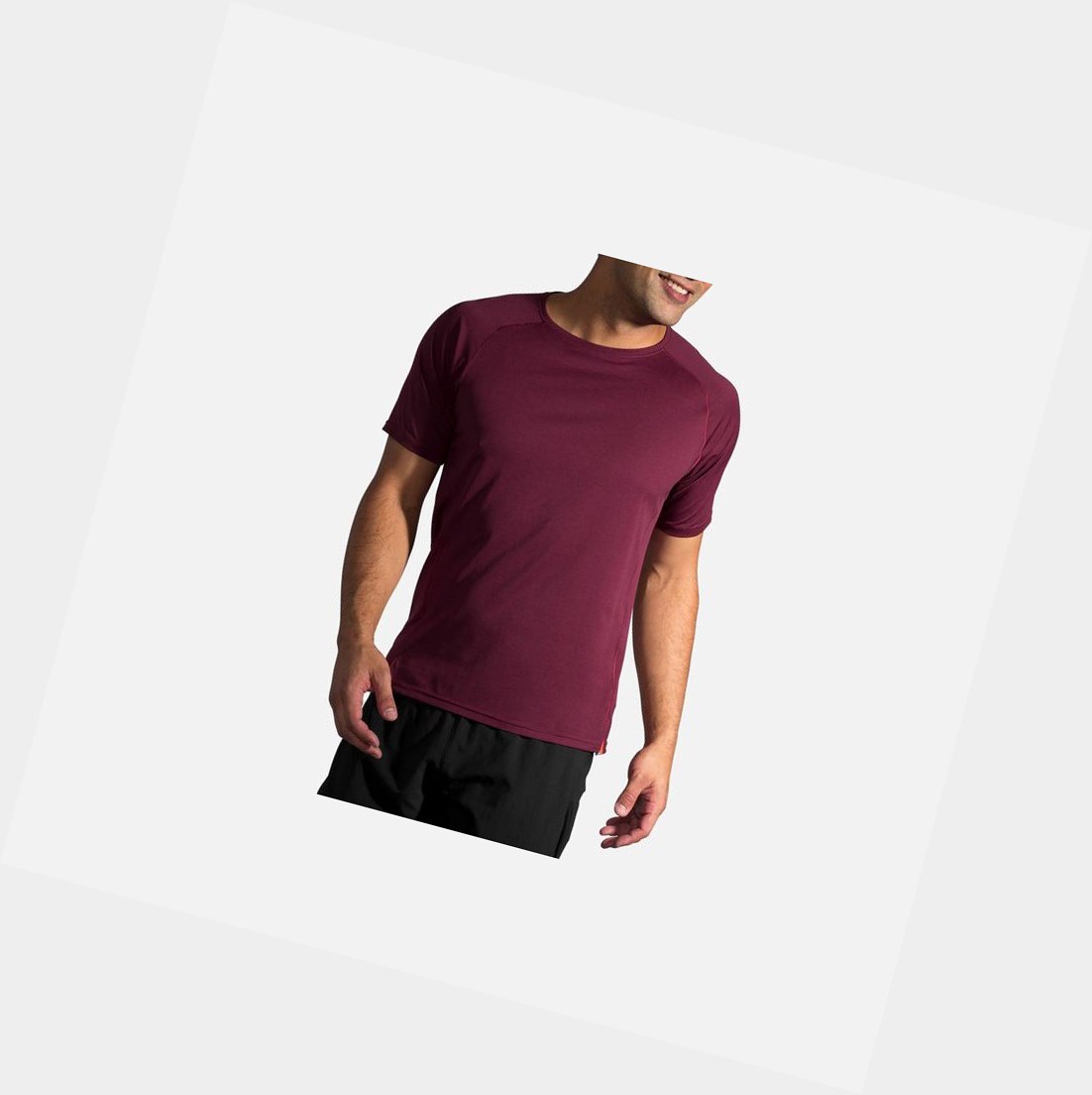Top Uomo Brooks Ghost Sleeve Heather Merlot | MRJQED-356
