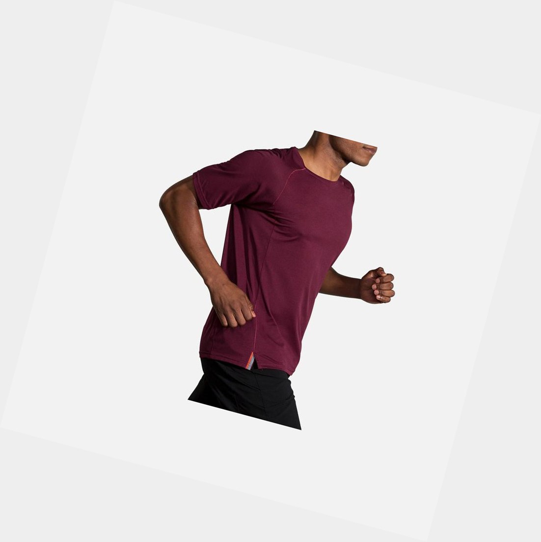 Top Uomo Brooks Ghost Sleeve Heather Merlot | MRJQED-356