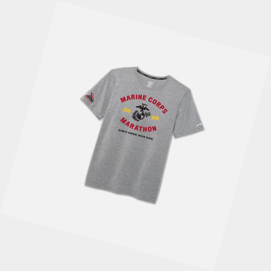 Top Uomo Brooks MCM20 Distance Grafica Tee Heather Ash / EGA | JGHROY-243